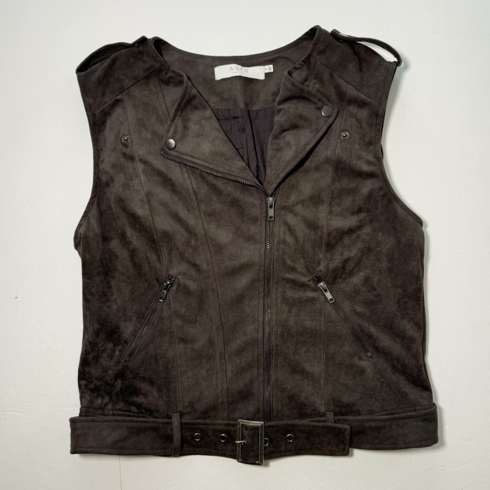 ASTR Faux Suede Moto Vest - Picture 3 of 7